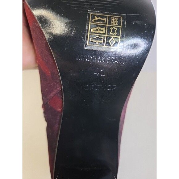 Topshop Red Suede Camouflage Zip Up Heeled High Ankle Boot ***R Sz 38 L Sz 41*** - Picture 9 of 9